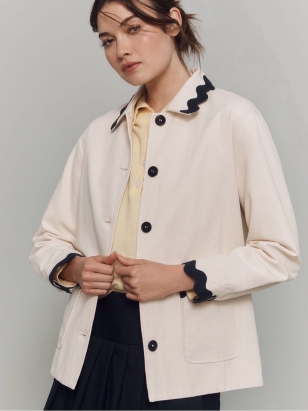 Anthropologie Dolan Left Coast Scalloped Button-Front Jacket Size Large NWT